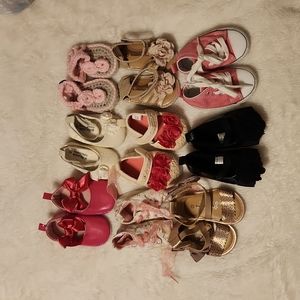 Bundle of 9 baby girl shoes
